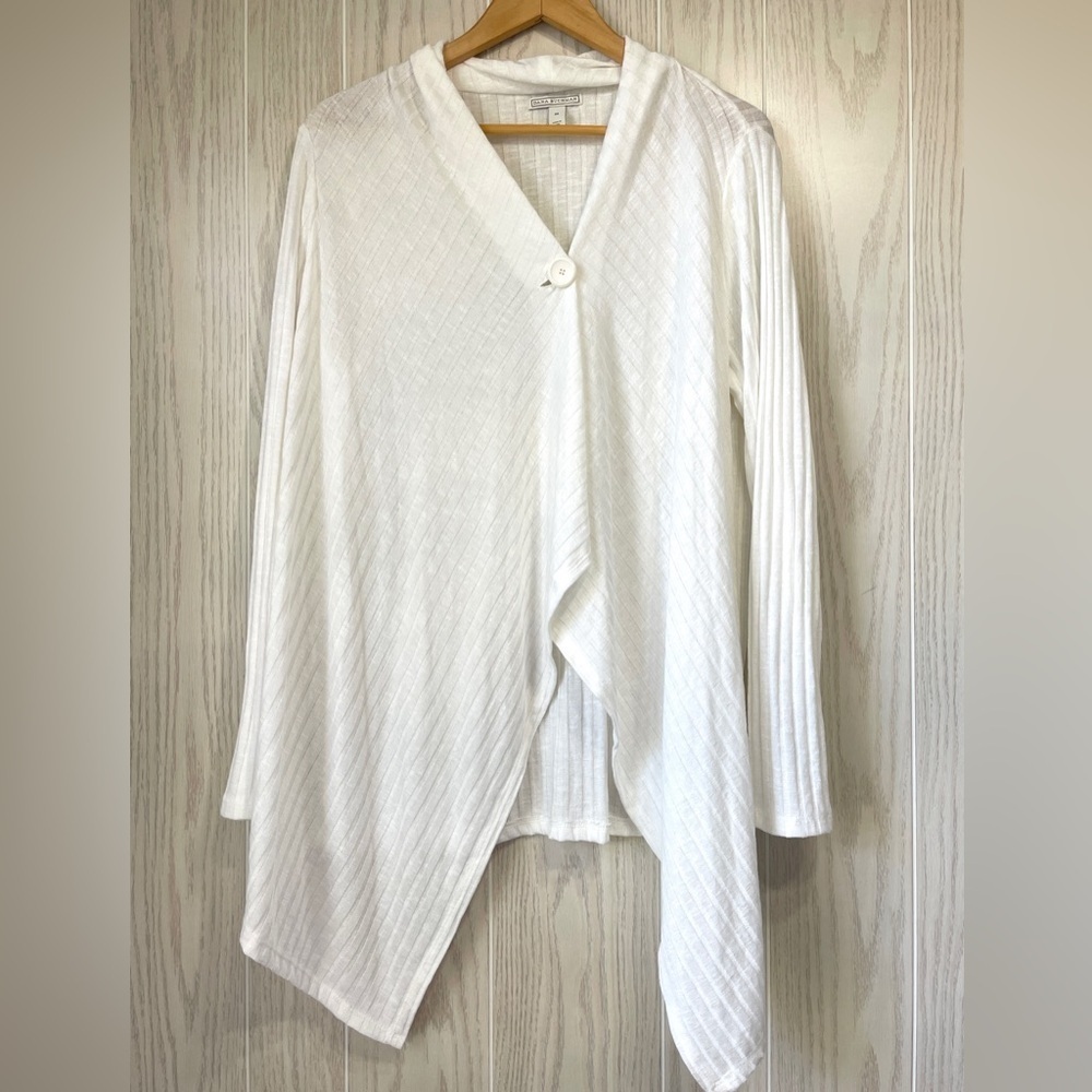 Dana Buchman IVORY Long Sleeve Flyaway Cardigan Top Size M EUC